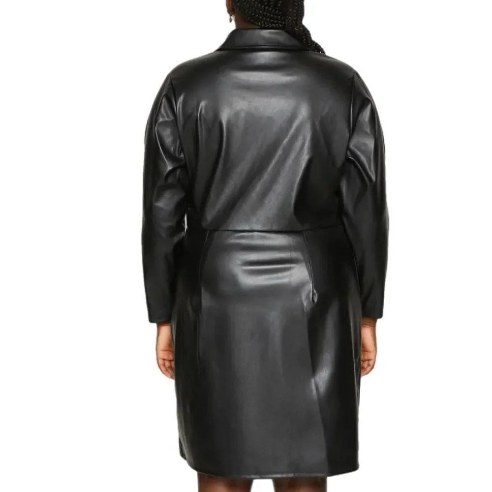 NWT Michael Kors plus size faux leather wrap dress Size petite XL